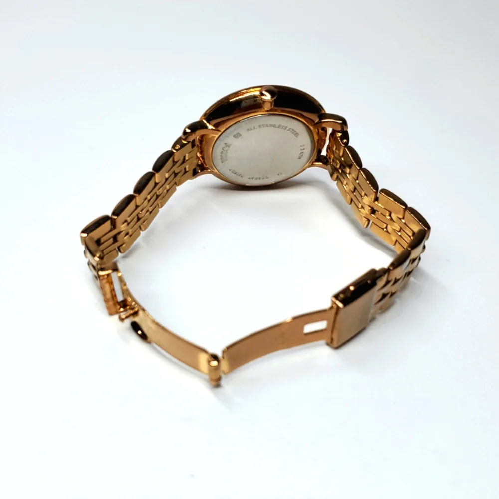 Fossil Watch ES-3546 Rose Gold Wristband Large Face Crystal Bling